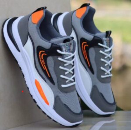 Baskets Mesh Casual – Gris & Orange (Sporty chic, confort tout-terrain) – Image 3