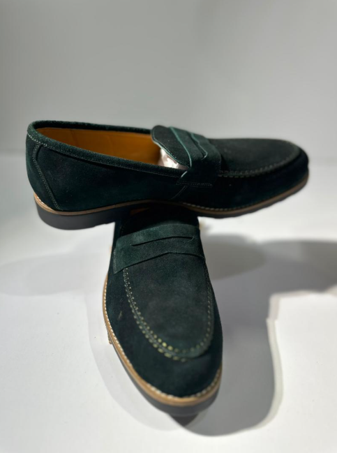 Mocassins Suédine – Vert Sapin (Chic original & finition premium)