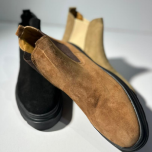 Boots Chelsea Daim Noir/Camel/Beige