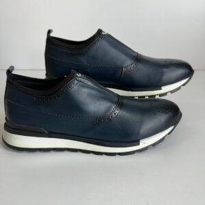 Sneaker Oxford bleu marine brogue semelle runner blanche / noire