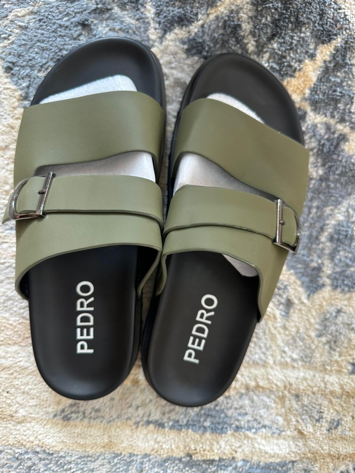 Sandales Homme Pedro – Collection Olive Kaki à Boucles