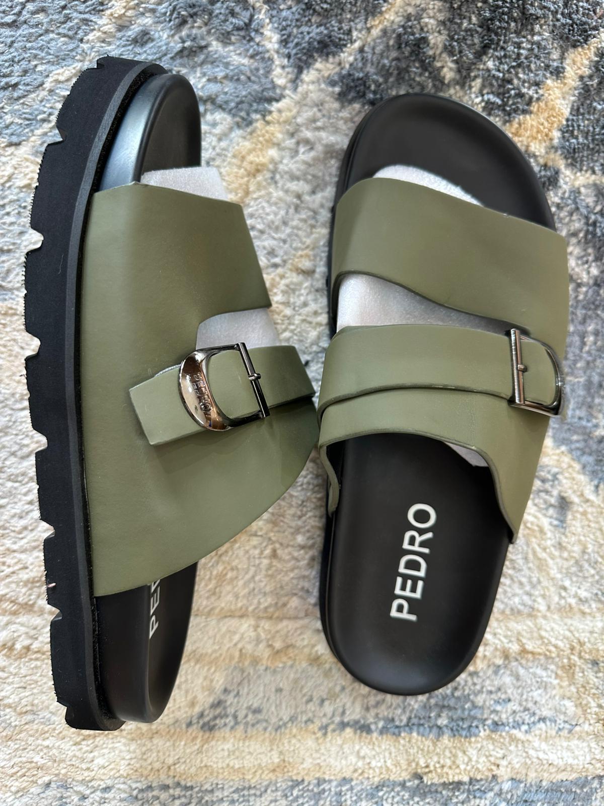 Sandales Homme Pedro – Collection Olive Kaki à Boucles – Image 2